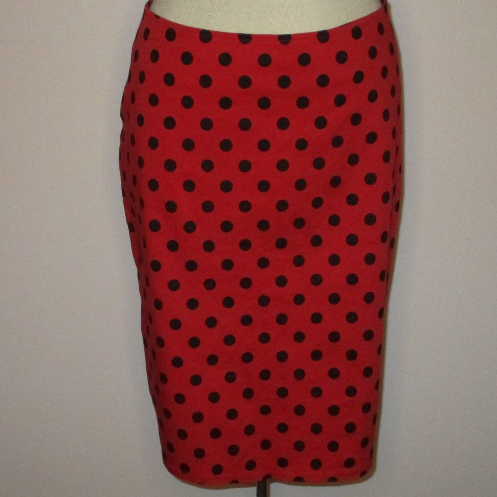 RED BLACK POLKADOTS UK SZ 20 COLLECTIF PENCIL SKIRT ROCKABILLY PSYCHOBILLY VLV